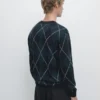 Pull en tricot de coton avec motif argyle Pull en tricot de coton avec motif argyle