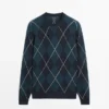 Pull en tricot de coton avec motif argyle Pull en tricot de coton avec motif argyle