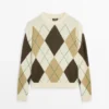 Pull en tricot de coton avec motif argyle Pull en tricot de coton avec motif argyle