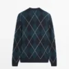 Pull en tricot de coton avec motif argyle Pull en tricot de coton avec motif argyle