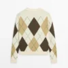Pull en tricot de coton avec motif argyle Pull en tricot de coton avec motif argyle