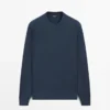 Pull en tricot de coton et laine à col rond Pull en tricot de coton et laine à col rond