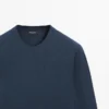 Pull en tricot de coton et laine à col rond Pull en tricot de coton et laine à col rond