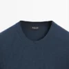 Pull en tricot de coton et laine à col rond Pull en tricot de coton et laine à col rond