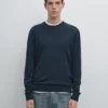 Pull en tricot de coton et laine à col rond Pull en tricot de coton et laine à col rond