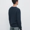 Pull en tricot de coton et laine à col rond Pull en tricot de coton et laine à col rond