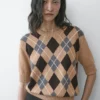 Pull en tricot de coton à motif argyle Pull en tricot de coton à motif argyle