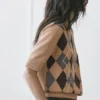 Pull en tricot de coton à motif argyle Pull en tricot de coton à motif argyle
