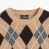 Pull en tricot de coton à motif argyle Pull en tricot de coton à motif argyle