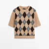 Pull en tricot de coton à motif argyle Pull en tricot de coton à motif argyle