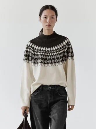 Pull en tricot jacquard en mélange de laine
