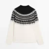 Pull en tricot jacquard en mélange de laine Pull en tricot jacquard en mélange de laine
