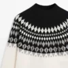 Pull en tricot jacquard en mélange de laine Pull en tricot jacquard en mélange de laine