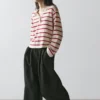 Pull Henley en coton tricoté à rayures Pull Henley en coton tricoté à rayures