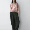Pull Henley en coton tricoté à rayures Pull Henley en coton tricoté à rayures