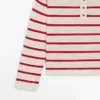 Pull Henley en coton tricoté à rayures Pull Henley en coton tricoté à rayures