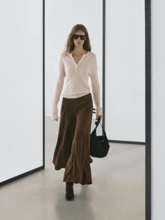 Pull Henley en laine mélangée avec découpes