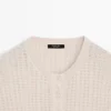 Pull Henley en laine mélangée avec découpes Pull Henley en laine mélangée avec découpes