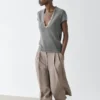 Pull à manches courtes en maille avec dentelle