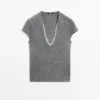Pull à manches courtes en maille avec dentelle