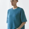 Pull à manches courtes en maille mélangée d&rsquo;alpaga