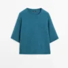 Pull à manches courtes en maille mélangée d&rsquo;alpaga