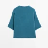 Pull à manches courtes en maille mélangée d&rsquo;alpaga