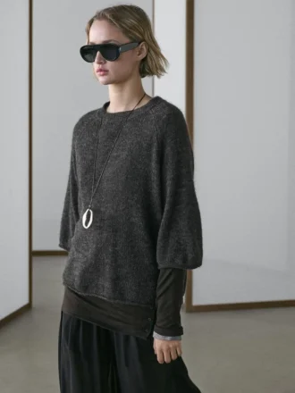 Pull à manches raglan en tricot d&rsquo;alpaga et de laine mélangés