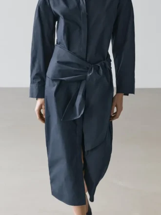 Robe chemise mi-longue avec détail d’écharpe