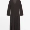 Robe en maille de coton mélangé contrastée Robe en maille de coton mélangé contrastée
