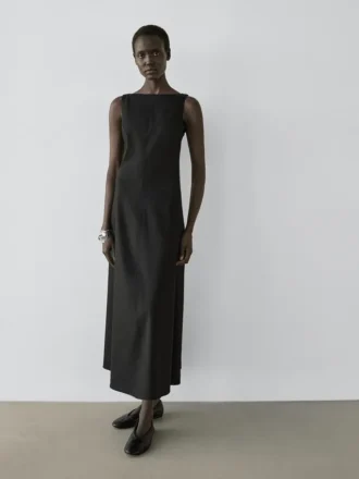 Robe longue fluide en mélange de lin