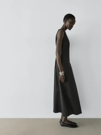 Robe longue fluide en mélange de lin