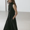 Robe mi-longue à col licou avec nœud