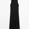 Robe mi-longue à col licou avec nœud