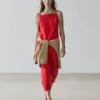 Robe midi en lin à encolure droite