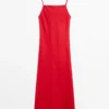 Robe midi en lin à encolure droite
