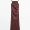 Robe midi en lin mélangé extensible à bretelles