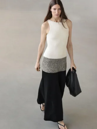 Robe midi en tricot contrasté 100 % coton