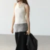 Robe midi en tricot contrasté 100 % coton Robe midi en tricot contrasté 100 % coton