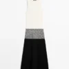 Robe midi en tricot contrasté 100 % coton Robe midi en tricot contrasté 100 % coton