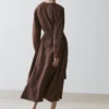 Robe midi fluide en mélange de lin avec ceinture