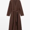 Robe midi fluide en mélange de lin avec ceinture