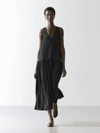 Robe midi plissée fluide
