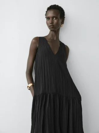 Robe midi plissée fluide