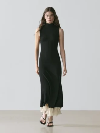 Robe midi plissée à volants