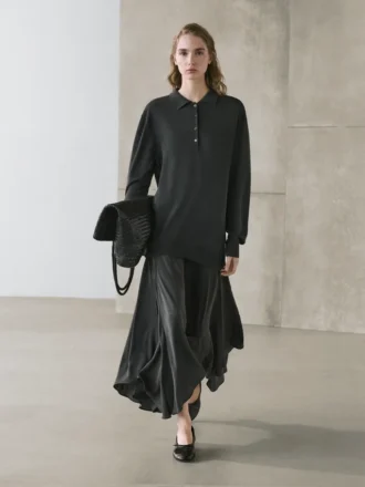 Robe polo en maille contrastée
