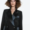Robes style blazers avec détails en satin Robes style blazers avec détails en satin
