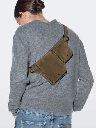 Sac banane à double compartiment en cuir refendu