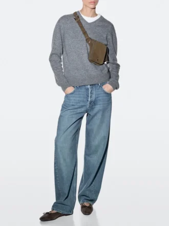 Sac banane à double compartiment en cuir refendu