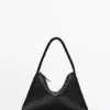 Sac à bandoulière en cuir tressé de taille moyenne Sac à bandoulière en cuir tressé de taille moyenne